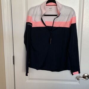 Puma Navy and Pink Quarter-Zip Top